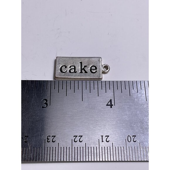 Silver Rectangular Double Sided Cake Charm Pendant For Jewelry Making Or Crafts - Picture 3 of 3